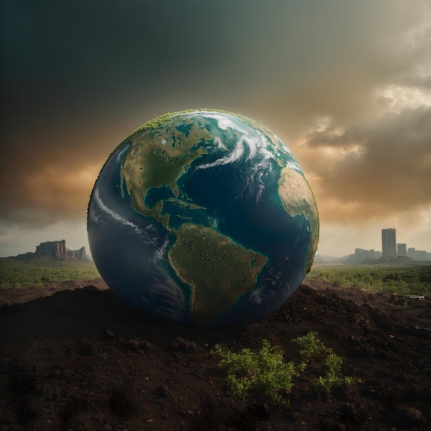 写真 地球の汚染と地球の気候変動