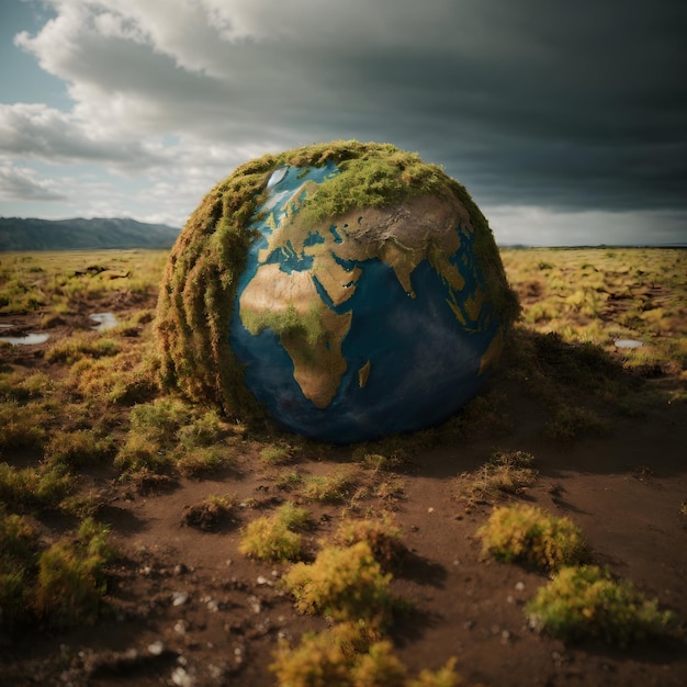 Photo earth polluted and climate change on earth