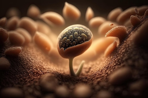 Earth's Day View of a seed growing in the soil Generative AI