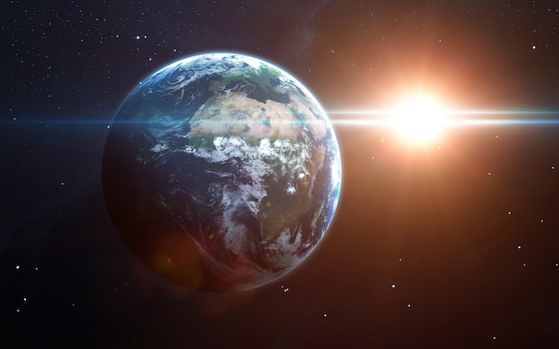 earth in the space, 3d illustration. .
