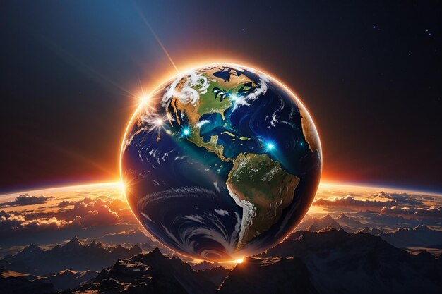 Earth sunrise light effect