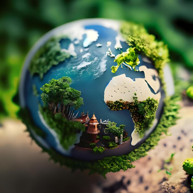 Earth Surrounded by Plants Tiltshift