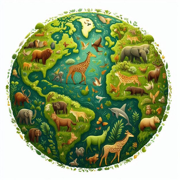 Photo earth teeming with diverse wildlife earth day background image