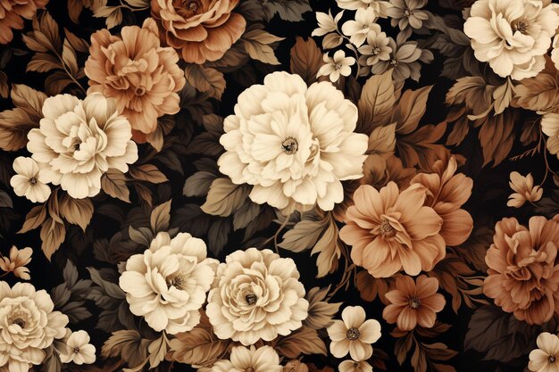 Earth tone floral wallpaper