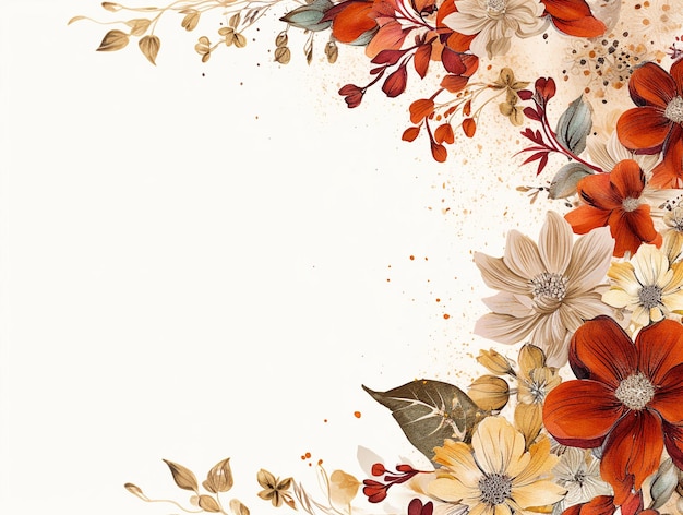 Earth tone flowers with painting style over white background AI Generative