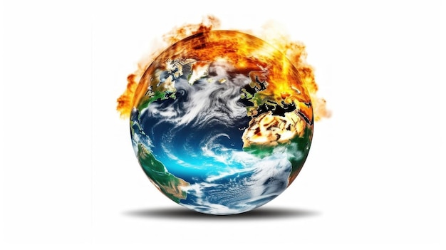 Photo earth with a burning earth in the background