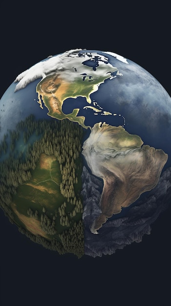 Photo earth with continents moving beautiful illustration picture generative ai