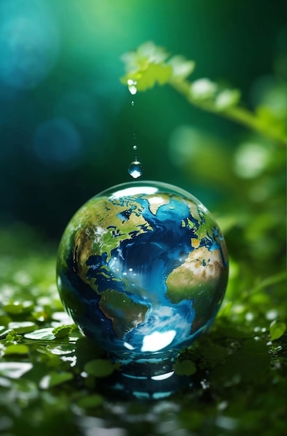 The earth with green fresh nature background