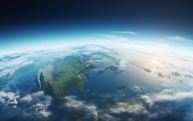 earth with realistic geography surface and orbital 3d cloud atmosphere