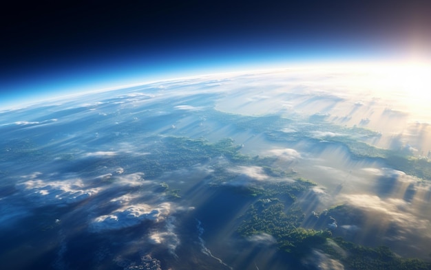 earth with realistic geography surface and orbital 3d cloud atmosphere