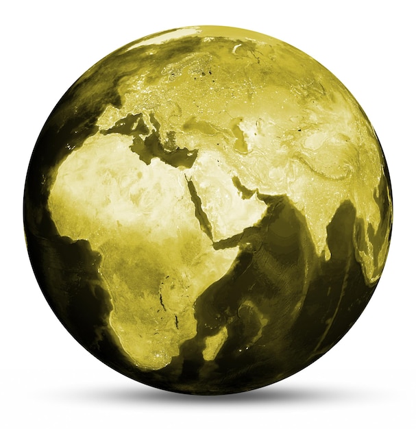 Earth yellow map 3d rendering