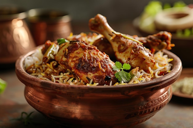 Photo earthen pot dum handi chicken biryani popular indian dish