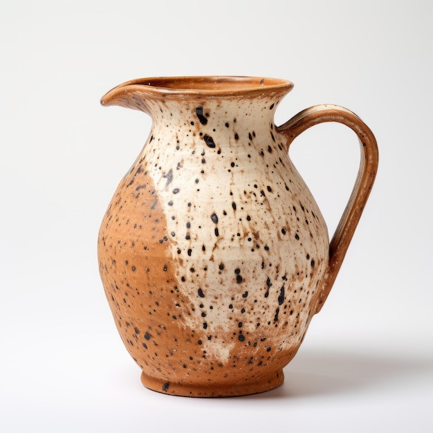 Earthenware Jug Brown And White Pottery Pitcher In The Style Of Lucy Glendinning