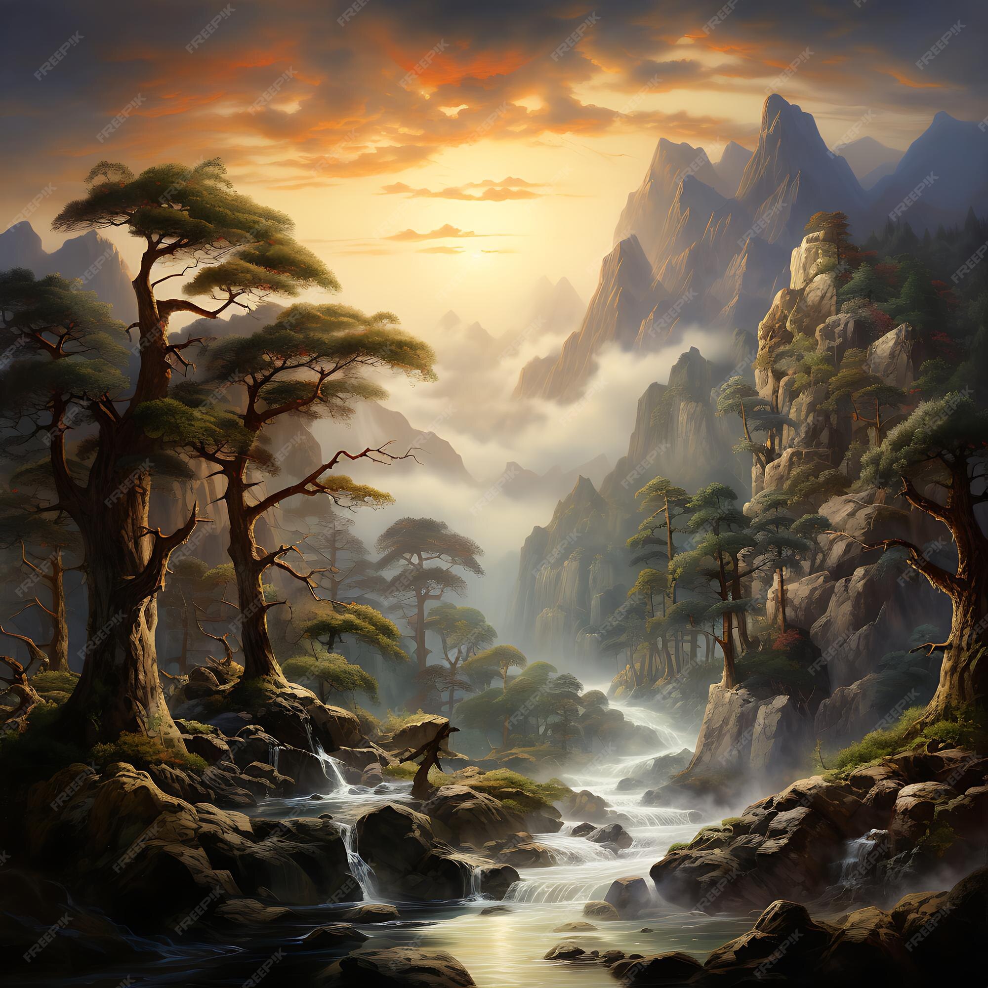 Premium AI Image | Earthly Elegance Enchanting Nature Landscapes