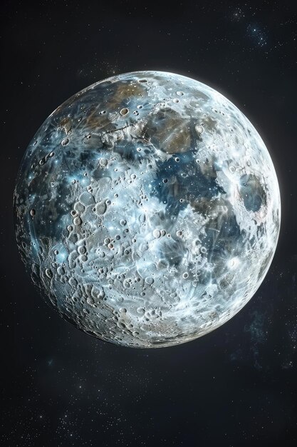 Earths Moon Glowing On Black Background