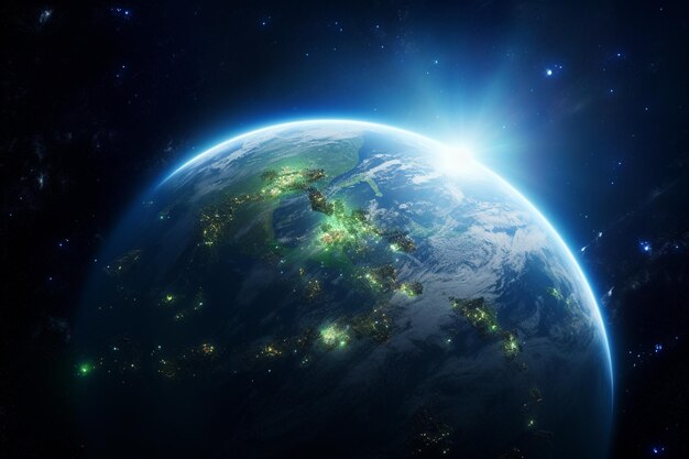 Фото Земля спокойна с орбиты, окруженная инопланетным кораблем 00310 01