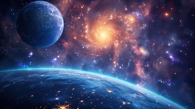 Земля с космоса Вселенная Галактика и туманность в космическом пространстве
