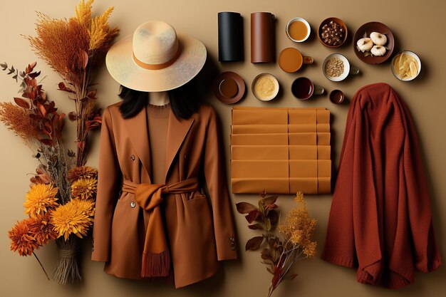 写真 秋のearthy brownはaiで生成された季節の豊かなearthtoned色を展示する可能性があります