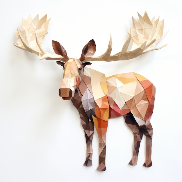 Earthy Palette Origami Moose Paper Craft With Watercolour
