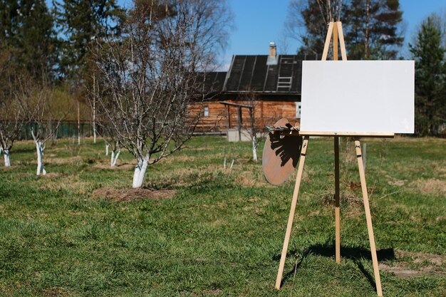 Photo easel brush village landscape