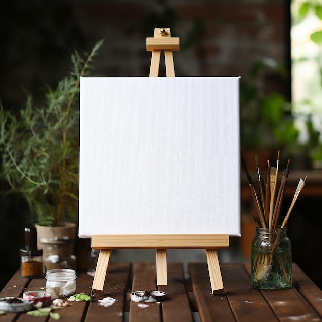 easel canvas empty and white painting frame