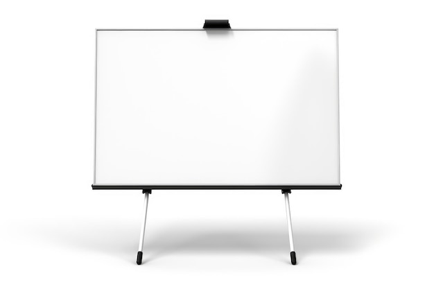 Foto easel met bevestigd whiteboard op een heldere png of witte achtergrond