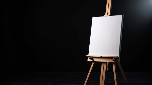 An easel with a blank canvas on it