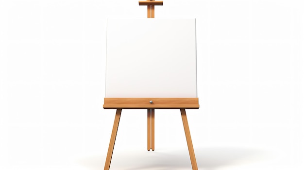 Easel with painting isolated on a white background