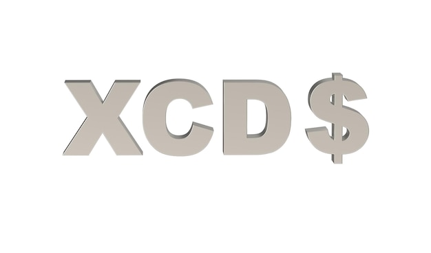 メタリックシルバーの東カリブ諸国の東カリブドル XCD 通貨記号