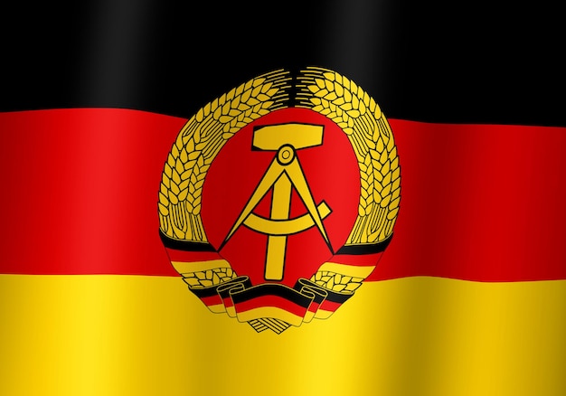 East germany national flag 3d illustration close up view