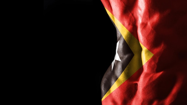 East Timor flag on abs muscles national sport workout, bodybuilding concept, black background