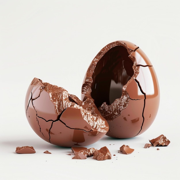 Foto uova di cioccolato rotte di pasqua 3d