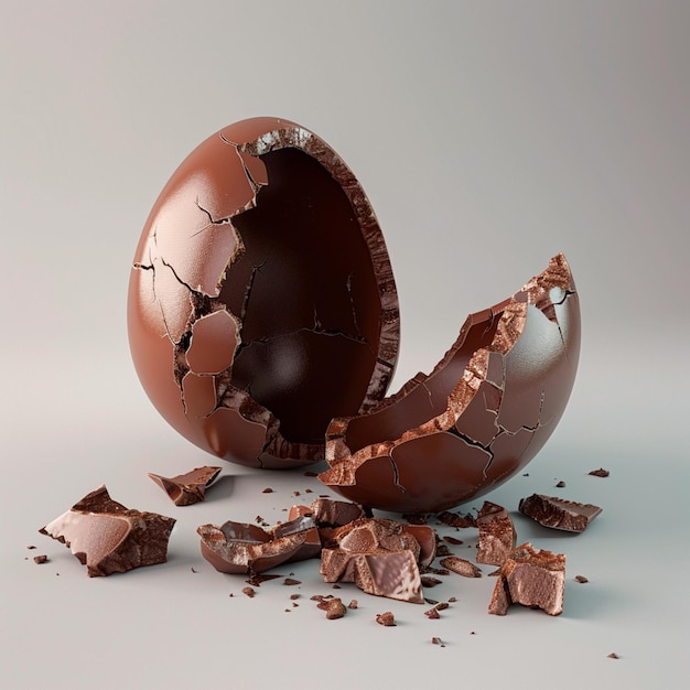Foto uova di cioccolato rotte di pasqua 3d