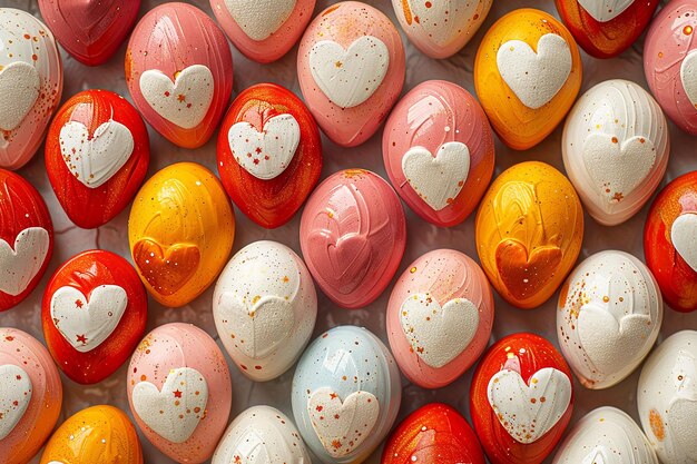 Easter background of colorful painted eggs