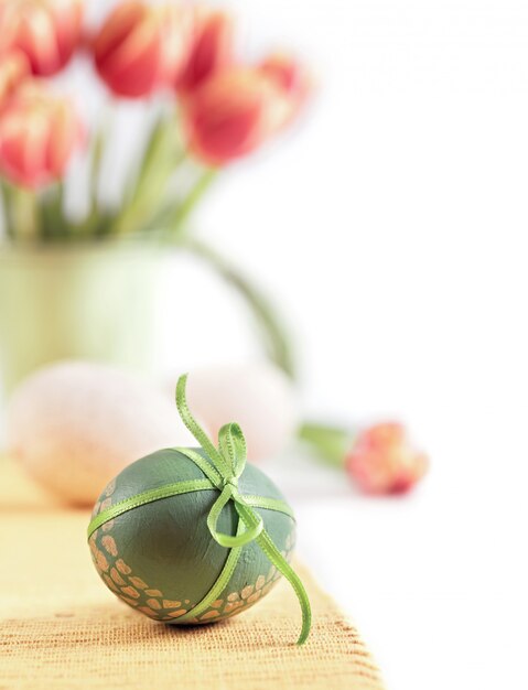 Easter background in red, orange and green