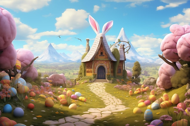 Easter background storybook illustration