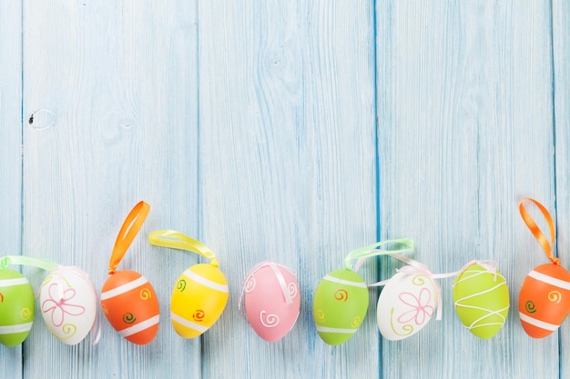 Easter background with colorful eggs