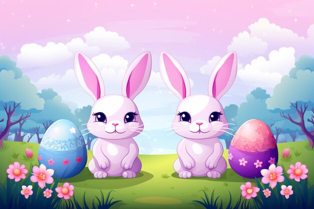 Easter background with cute bunny design