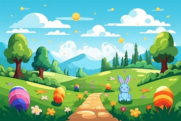 Easter background with cute bunny design