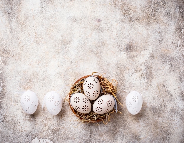 Easter background with decorative eggs