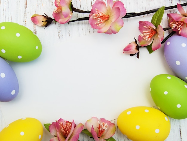 Easter background with easter eggs