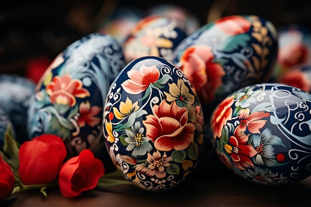 Easter Background with Egg Painting