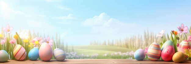 Easter background with eggs banner