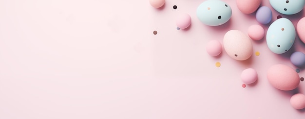 Photo easter banner image pastel eggs isolated on pink background spring holidays