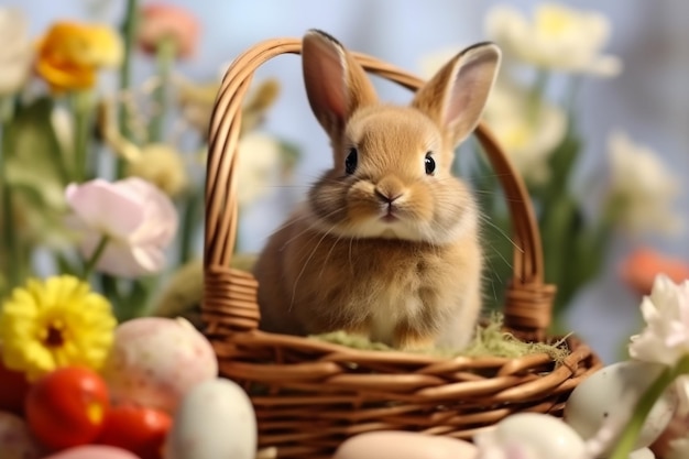 Пасхальный баннер с пасхальными яйцами и пасхальным кроликом
