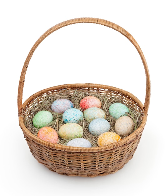 Easter basket isolated on white background with clipping path