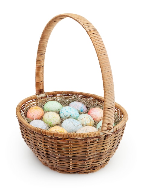 Easter basket isolated on white background with clipping path