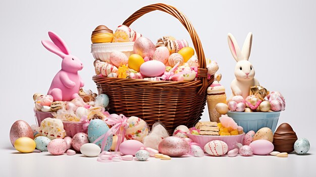 Easter basket Overflowing with treats gifts and surprises AI Generated