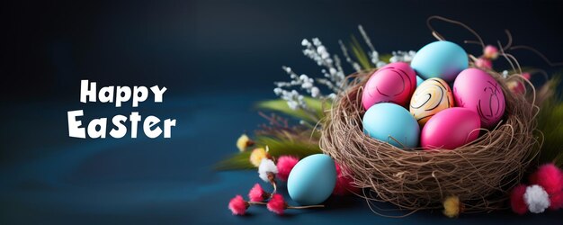 Easter Basket with Decorated Eggs