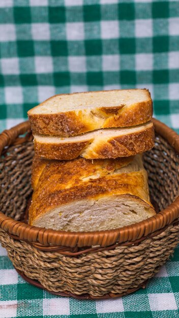 Easter breads in a basket green background